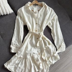 Mini Linen Shirt Summer Dress NWT Zara